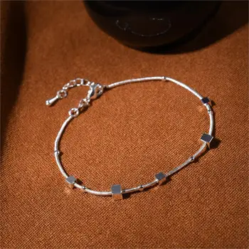 Billige Fashion Smykker i Sølv, Forgyldt med Kube-Formet Charme Armbånd Armbånd til Kvinder, Sommer Stil