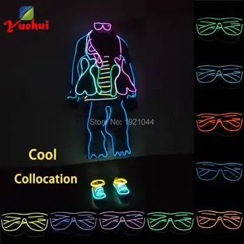 Billige Mode Glød Part Rekvisitter EL Wire Glødende Solbriller LED neon reb rør EL Briller 10Colors med 3V Konstant Kørsel
