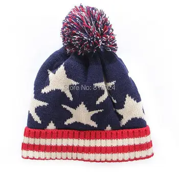 Billige usa og det amerikanske flag Beanie hue af uld vinter varme strikkede huer og hatte til mand og kvinder Skullies cool Huer engros