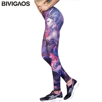 BIVIGAOS Digital Udskrivning med Høj Talje Casual Leggings Sexet Kvindelig Kriger Træning Leggings Bukser Muskel Leggings Bukser Kvinder