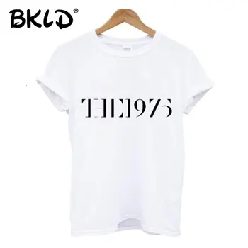 BKLD 2018 Sommeren Kvinder kortærmet Brev, der Trykte T-shirt 1975 Bomuld Casual Sjove T-Shirts Til Dame Hvid Sort Tops Tees