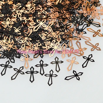 Black cross metal negle folie mærkater mærkat 3d nail art dekorationer design værktøjer