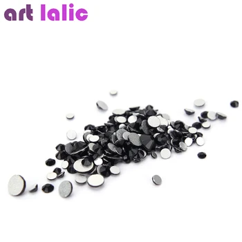 Black Glass Crystal Rhinestones Blande Størrelser Nail Art Strass Sten Folie Tilbage Til Nail Diamanter Glitter Charms Dekoration Tips
