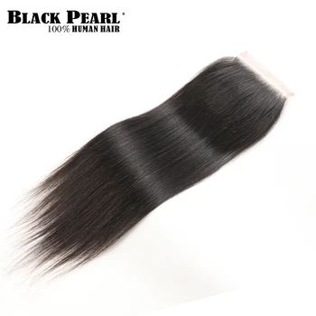 Black Pearl Præ-Farvede menneskehår 3 Bundter Med Lukning 4x4 Lace Lukning Peruvianske Hår Med Lukning Non-Remy Bundle Pack