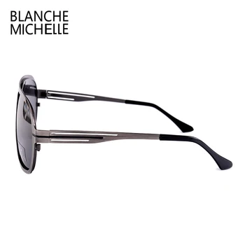 Blanche Michelle 2018 Høj Kvalitet Mode Polariserede solbriller Mænd UV400 Pilot Solbrille Rustfrit Stål Sol Briller Med Box