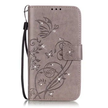 Bling Wallet Læder taske Butterfly Coque Cover til Samsung Galaxy Core Lte G386 G386F SM-G386f Capa Fundas Med Kort Slot