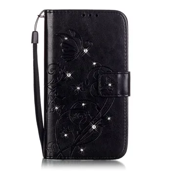 Bling Wallet Læder taske Butterfly Coque Cover til Samsung Galaxy Core Lte G386 G386F SM-G386f Capa Fundas Med Kort Slot