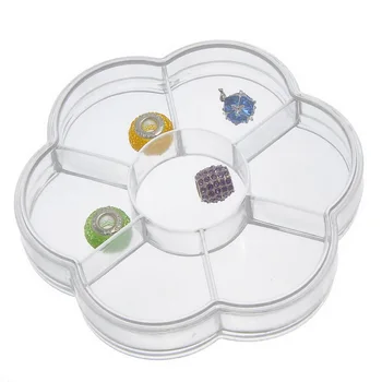 Blomst formet opbevaringsboks gennemsigtig plastic smykker perler arrangør tilfælde sy-kit-kassen for små objekter