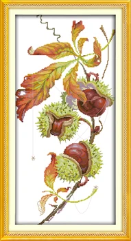 Blomster, æbler, Kirsebær frugt Druer steg maleri tælles print på lærred DMC 11CT 14 CT Cross Stitch kit håndarbejde Sæt brodere