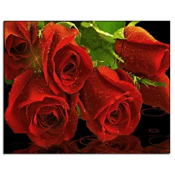 Blomstrende roser 40 × 50cm Fuld drill diamant broderi 3d-diamond cross stitch fashion diamond mosaik billeder af rhinestones zx