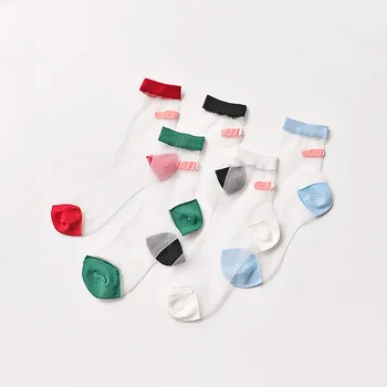 Blonder Gennemsigtig Krystal Dame Sokker 2018 Hot Sælger Forskellige Stil Band-aids Design Med Mønstret Silke Sokker 5 Farver