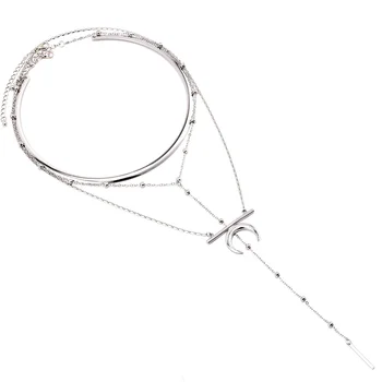 Bls-mirakel punk mode smykker tilbehør Trendy Multi-lag moon pendel med Momenter Halskæde flot gave til kæreste N559