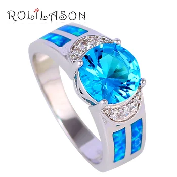 Blue Zircon Delikat stil design Blå ild Opal Sølv Stemplet Ringe til kvinder, mode smykker OR757