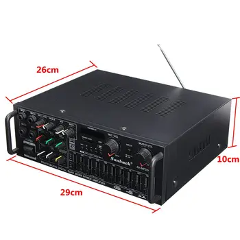 Bluetooth 2.0 Kanal 2000W Audio Power-HiFi-Forstærker 326BT 12V/220V AV Amp Højttaler med Fjernbetjening til Bilen Hjem