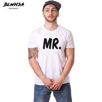 BLWHSA Par T-shirt Udskrivning af HR. Bomuld kortærmet Sort Grå Hvid Simpel Mode i Høj Kvalitet-Cool T shirt For Mænd