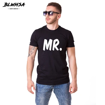 BLWHSA Par T-shirt Udskrivning af HR. Bomuld kortærmet Sort Grå Hvid Simpel Mode i Høj Kvalitet-Cool T shirt For Mænd