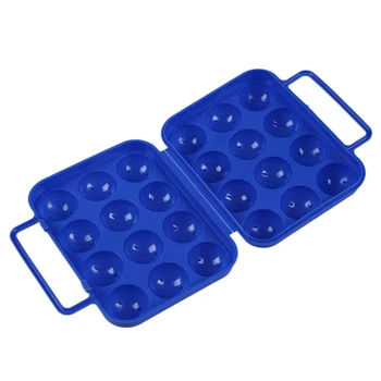 Blå Folde Plastic Æg bæretaske Boks (Til 12 æg) til Picnic Container