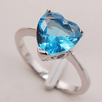 Blå Krystal Zircon Kvinder 925 Sterling Sølv Ring F768 Størrelse 5 6 7 8 9