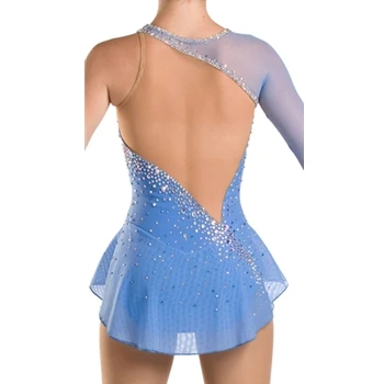 Blå kunstskøjteløb kjoler til kvinder konkurrence skating dress custom is figure skating tøj af høj elasticitet gratis fragt