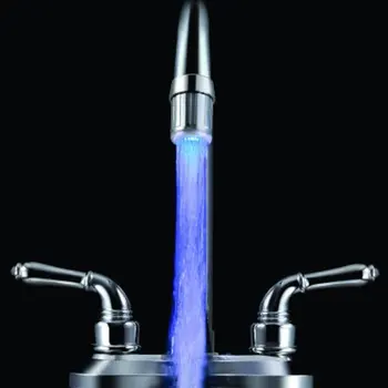 Blå LED Lys, Vand, Strøm Hane Tryk ABS Runde Stik til badeværelse eller køkken