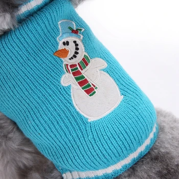 Blå Snemanden Jul Strik Kat Hund Sweater, Jumper Kostume Pullover Stor Hund Tøj til Dyr, Hunde Chihuahua Tøj