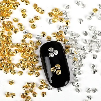 Blåhed 1000 Stk Blandet Guld Sølv Kobber Nitter For Glitter Negle Metal Krat Design Charms 3D Nail Art Dekorationer PJ576-602