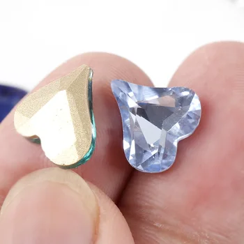 Blåhed 5PCS Hjerte Form Bore 10 Farver K9 Glas Diamant Nail Art Rhinsten Søm Glitter Krystal Sten PJ663-673