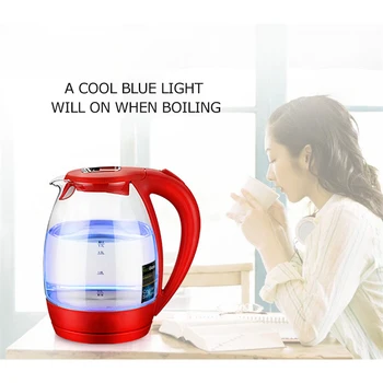 Blåt Lys, Gennemsigtig Glas 1.7 L Stor Kapacitet Vandvarmer Kedel Kedel Flaske 220V Apparat af Høj Kvalitet