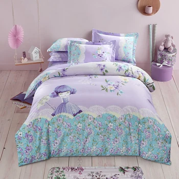 Blød Bomuld sengetøj sæt blomster, fugle print Sengetøj sæt king-værelse med queensize-Seng seng ark sæt dynebetræk Pude humbug