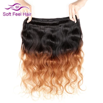 Blød Fornemmelse Ombre Hair Brazilian Hår Body Wave 1 Bundt 1B/30 Ombre menneskehår Weave Bundter Brun Remy Extensions 10-26 Tommer