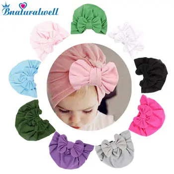 Bnaturalwell Baby piger turban hat med bue Turbaner for Spædbarn barn 