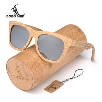 BOBO FUGL Mærke Retro Bambus Solbriller til Kvinder Og Mænd Med Sølv Polariseret Linse Briller Som Bedste Mænds Luksus Gaver C-DG06a