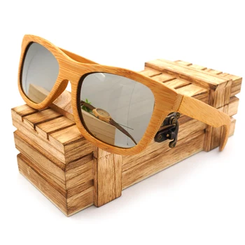 BOBO FUGL Naturligt Bambus, Træ-Solbriller Håndlavet Polariseret Spejl Belægning Linser, Briller, som Med gaveæske