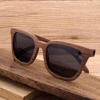 BOBO FUGL, Sort Valnød Træ, Bambus Polariserede Solbriller Herre Briller UV 400 Beskyttelse Brillerne i Træ-Original Æske