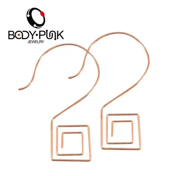 Body Punk 2018 Nye Ankomst Kirurgisk Rustfrit Stål Store Hula Rose Gold Hoop Spiral 1mm 18g Hoop Øreringe Smykker til Kvinder 2stk