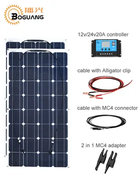 Boguang 200w plade solar panel kit 12v/24v batteri til hjemmet 2*100 watt +20A controller MC4 kabel-adapter DIY Landbrugs-2*100w