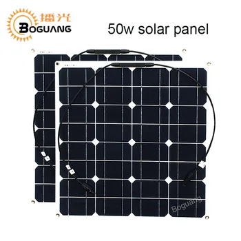 Boguang 2stk 50w solar panel Monokrystallinske silicium celle modul 12v solcelleanlæg strøm på batteri solar oplader MC4-stik