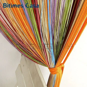 Boligmontering 300*300CM farverige string gardin linje gardin multi-farve rainbow frynser panel rumdeler vindue vanlance