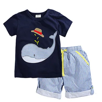 Bomuld Kids Drenge Tøj til Børn Tøj Sæt Sommer Baby Boy Tøj Søde Hval Børns Sæt T-Shirt Denim Bukser