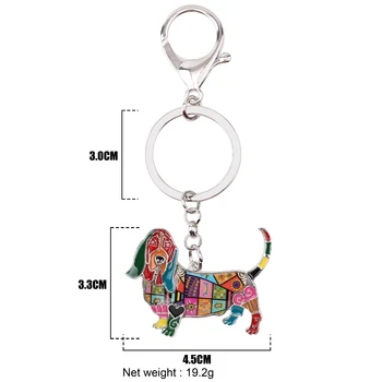 Bonsny Legering Basset Hound Dog Nøgleringe Ring Håndtaske Bag Charm Nøgle Holder Ny Emalje Nøglering Animalske Smykker Til Kvinder, Pige