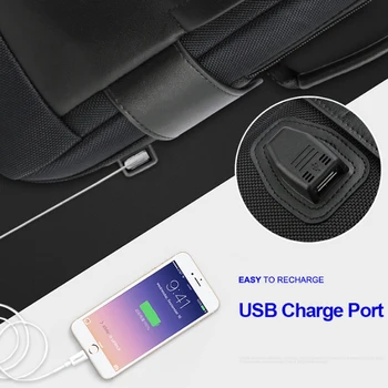 BOPAI Ny Designet Rejse Læder Rygsække til Mænd 15.6 tommer Herre Laptop Tasker Anti Tyveri USB-Opladning, Multifunktionelle mochilas