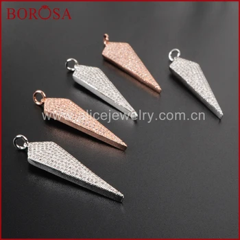 BOROSA Cubic Zirconia Cooper Crystal Rombe Formede Vedhæng WX041