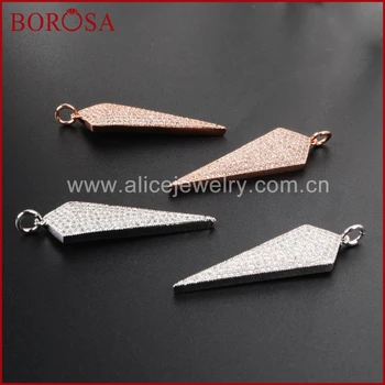 BOROSA Cubic Zirconia Cooper Crystal Rombe Formede Vedhæng WX041