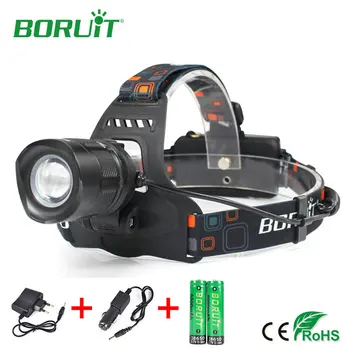 BORUiT XM-L2 LED Forlygte 1000lm 5-Tilstand Forlygter Genopladelige USB-Bærbare Camping Jagt Hoved Lampe Brænder Lanterne med 18650
