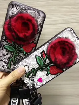 BotexBling luksus 3D-broderi rose lace cover til iphone X sag for ipone 7 7plus 6 6s plus 6plus 8 8plus dække snoren sag