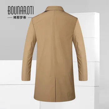 Bounaroti Mærke Mænd Slim fit lang trench coat 2017 Foråret Efteråret Enkelt Breasted Business Casual Mænd windbreaker Khaki Blå 4XL