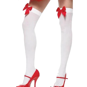 Bow lace strømper mode stretch blonder bue Thigh High Strømper 2017 1 Par Over Knee sexet strømper til kvinder