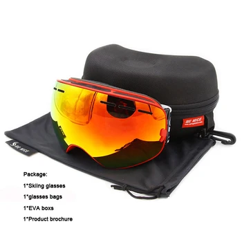 Boxed HD Ski goggles Dobbelt Anti-tåge, Sne Snowboard Briller UV400 Store sfæriske skiløb goggles kompatibel nærsynethed Brillerne, Voksen