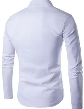 Brand 2016 Mode Mandlige Shirt Lange Ærmer Toppe Kinesiske vind Tang passer krave elastiske hamp Herre Skjorter Slanke Mænd Shirt 2XL