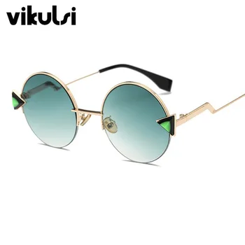 Brand Designer Overdimensionerede Runde Solbriller Kvinder 2017 Oculos Skygge Ramme Retro Pil Spejl solbriller Gafas de sol mujer UV400
